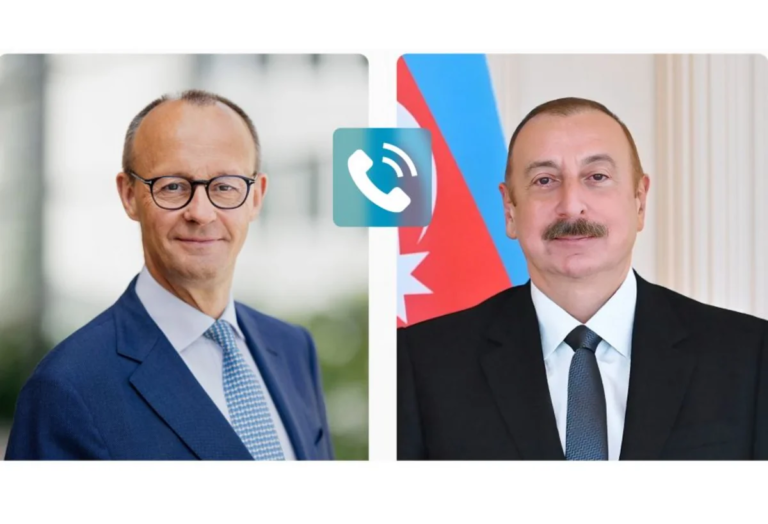 Prezident İlham Əliyev Almaniya Kansleri Fridrix Mertslə Yaxın Şərqi müzakirə edib
